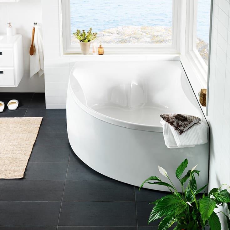 Westerbergs Ocean 170R Duo badekar, asymmetrisk, 1700x1255 mm, høyre, akryl, hvit