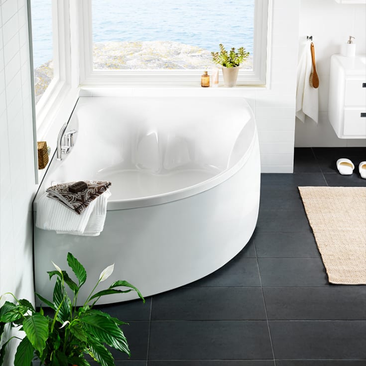 Westerbergs Ocean 170L Duo badekar, asymmetrisk, 1700x1255 mm, venstre, akryl, hvit