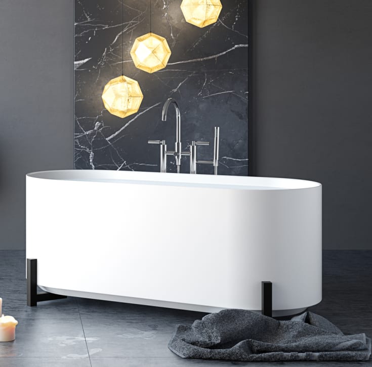Westerbergs Vik badekar, 1600x700 mm, solid surface, hvit matt