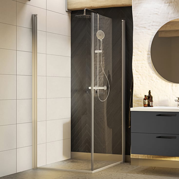 Westerbergs Nejd dusjhjørne, 80x80 cm, klart glass, matt aluminium profil