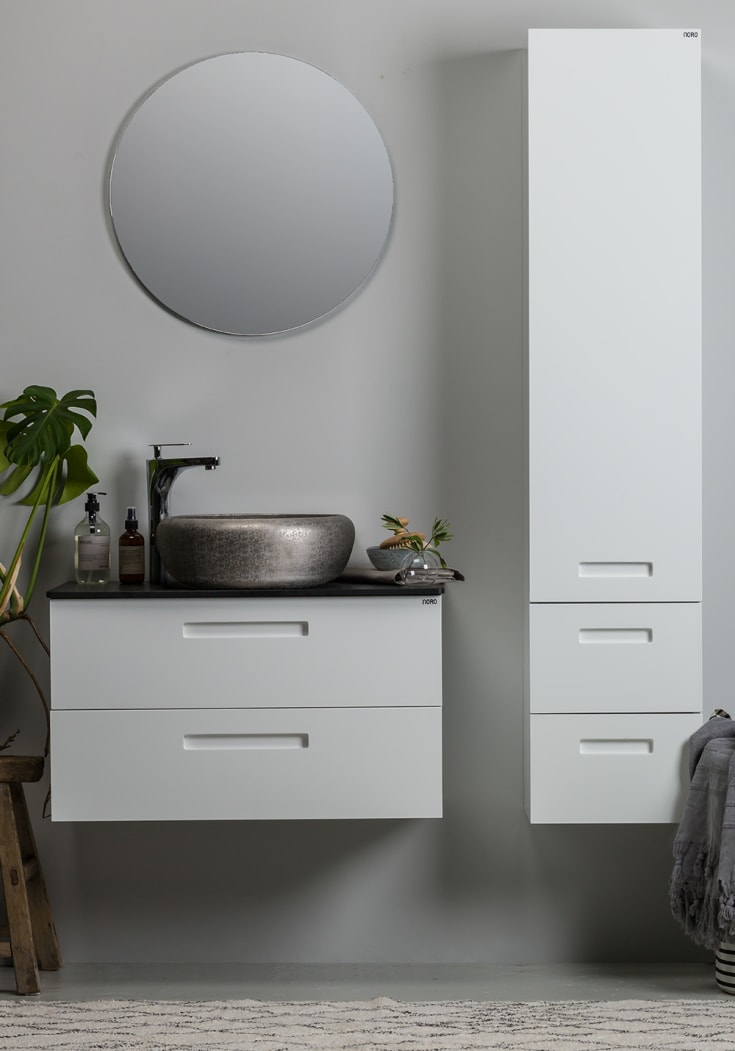 Noro Indira toppmontert servant, uten overløp, Ø41 cm, Sølvaktig