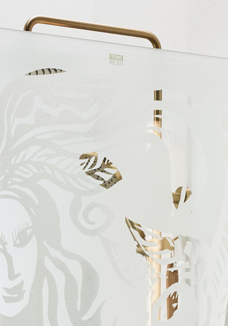 Noro Frost dusjvegg, 80 cm, mønstret glass, aluminium profil
