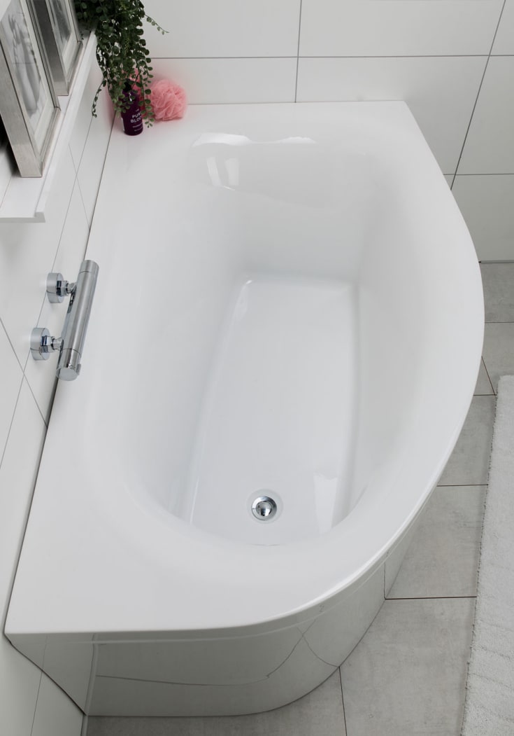 Noro Soft badekar, venstre, 1600x1000 mm, akryl, hvit