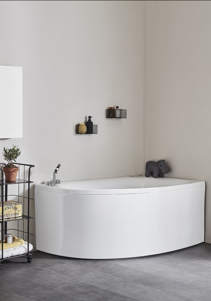 Noro Sand boblebad Silver, venstre, 1600x1000 mm, akryl, hvit