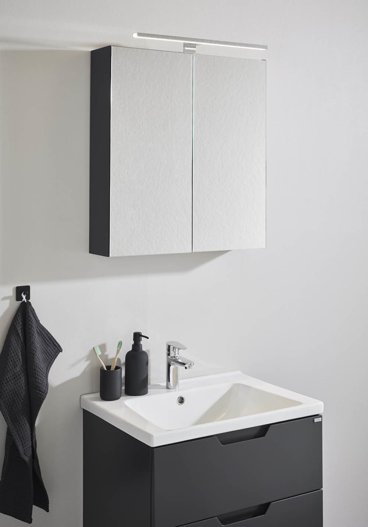 Noro Flex speilskap, 60x65 cm, antrasittgrå