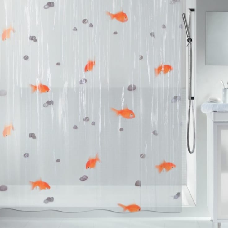 Spirella Goldfish duschdraperi, 180x200 cm, klar/orange