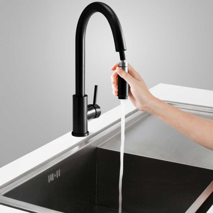 Scandtap Access köksblandare, utdragbar pip, borstad svart
