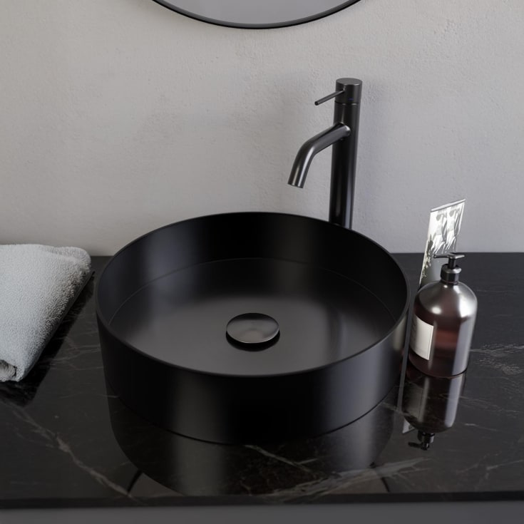 Scandtap Rare R tvättställ, Ø37,5 cm, borstad svart