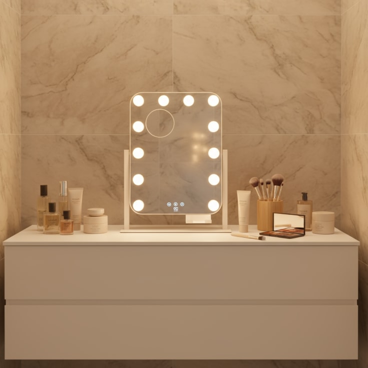 Wilfa EC Shine MI3W-D29 makeup spejl med lys, 35x43,8 cm, hvid