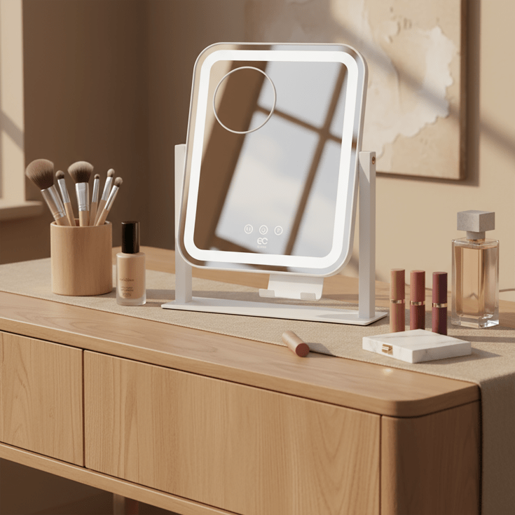 Wilfa EC Glowing MI4W-D25 makeup spejl med lys, 28,5x36 cm, hvid