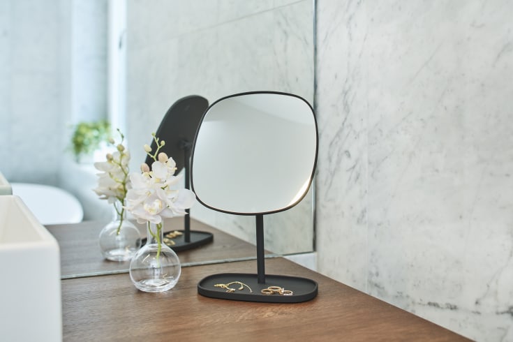 Beslagsboden Satin Square sminkspegel, svart