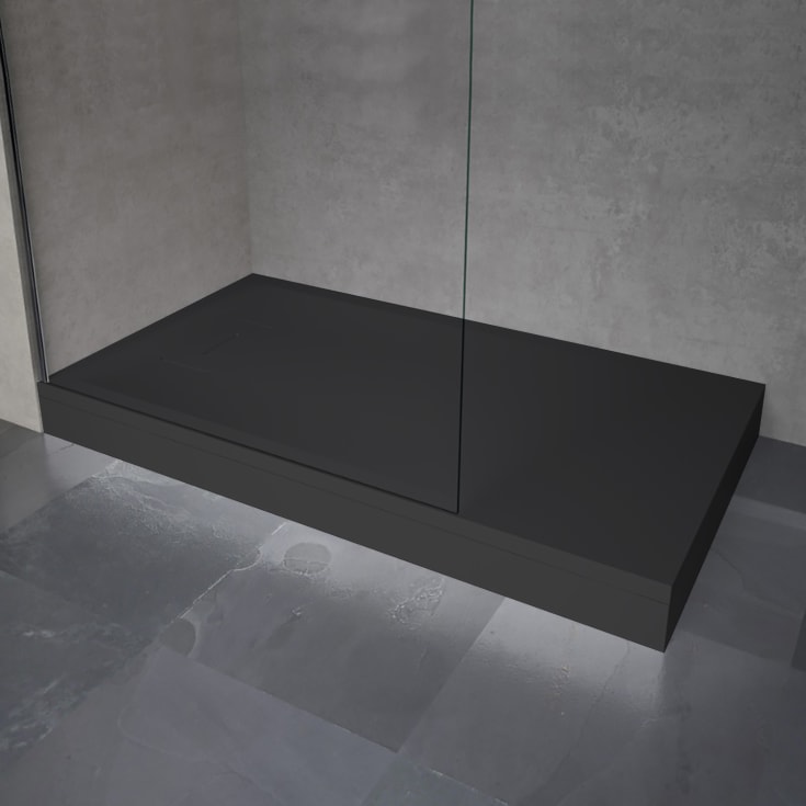 Novellini Novosolid dusjkar i støpemarmor, 140x90 cm, Sort Matt