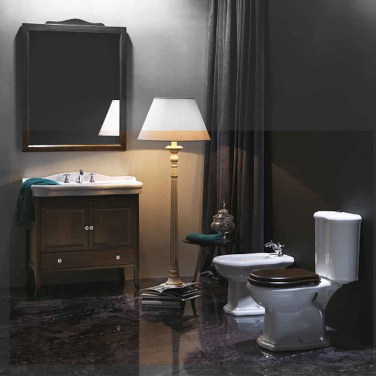 Lavabo Contea Retro toalett, vit/valnöt