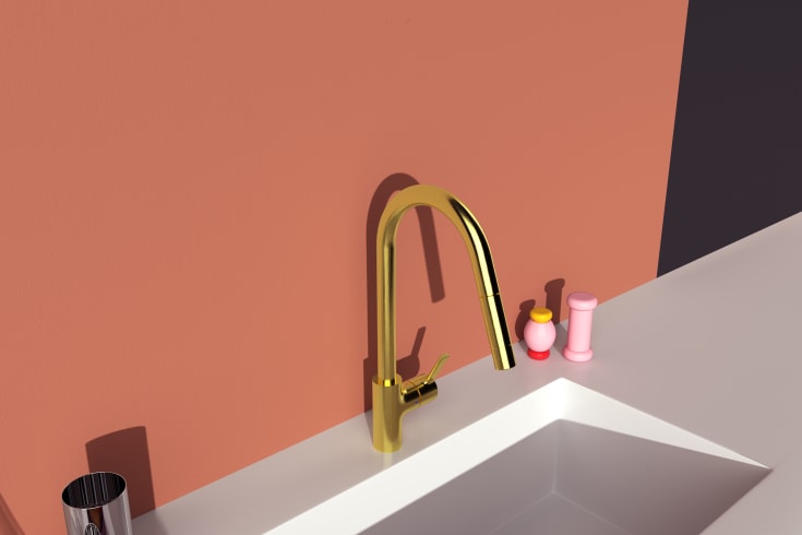 Ideal Standard Gusto kjøkkenkran, 241 mm tut, børstet gull