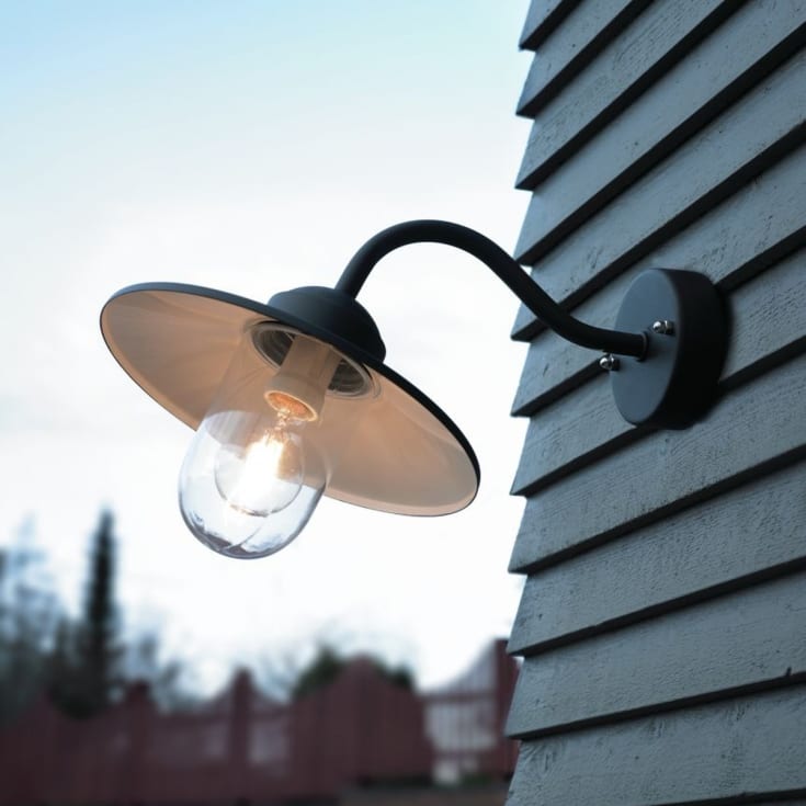 Norlys Karlstad vegglampe, LED max 9W, klart glass, sort