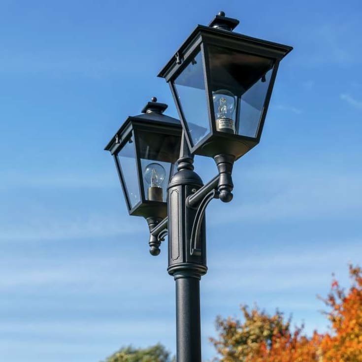 Norlys London 482 stolpelampe, LED max 2x9W, E27, IP54, hvit