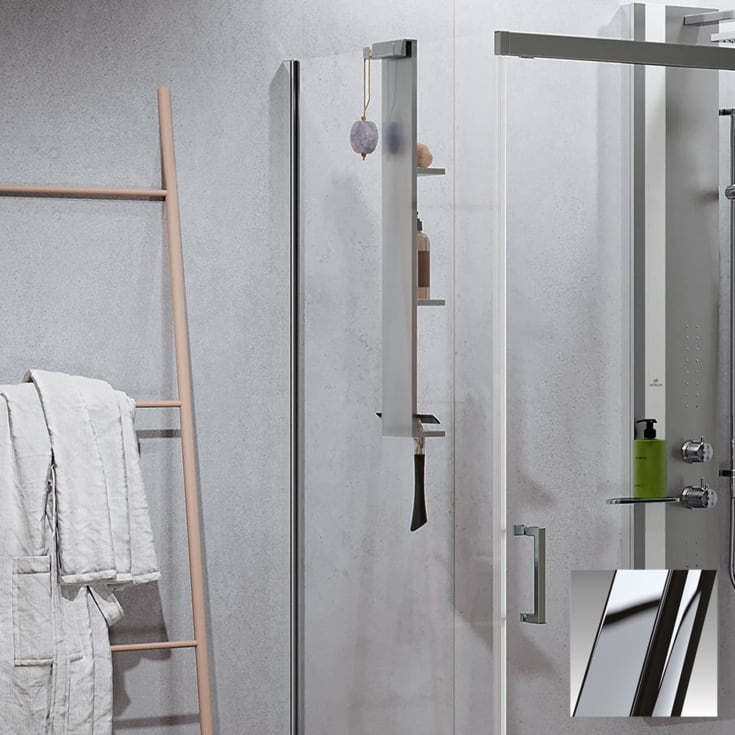 Novellini Zephyros 2.0 FH fastvegg, 73-76 cm, klart glass, krom profil