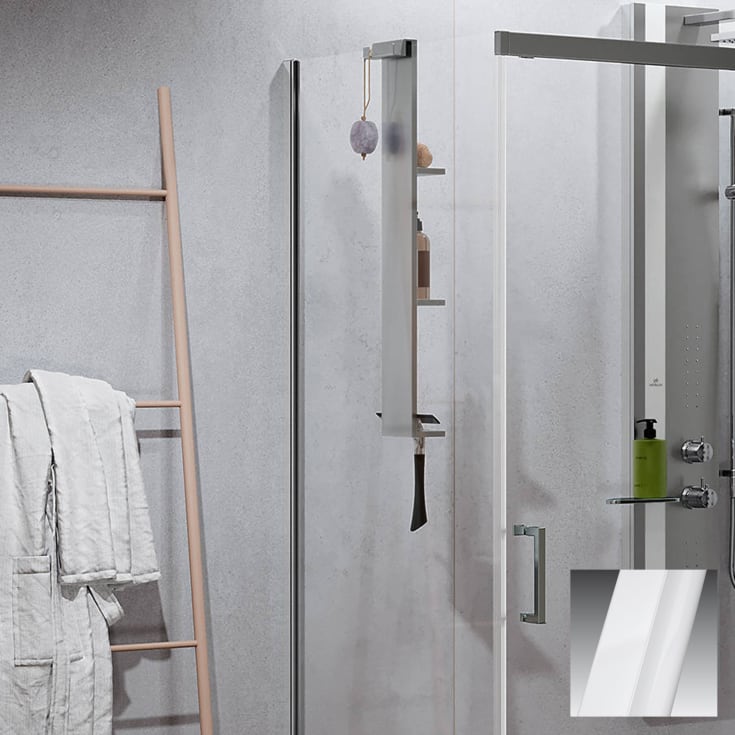 Novellini Zephyros 2.0 FH fastvegg, 73-76 cm, klart glass, hvit matt profil
