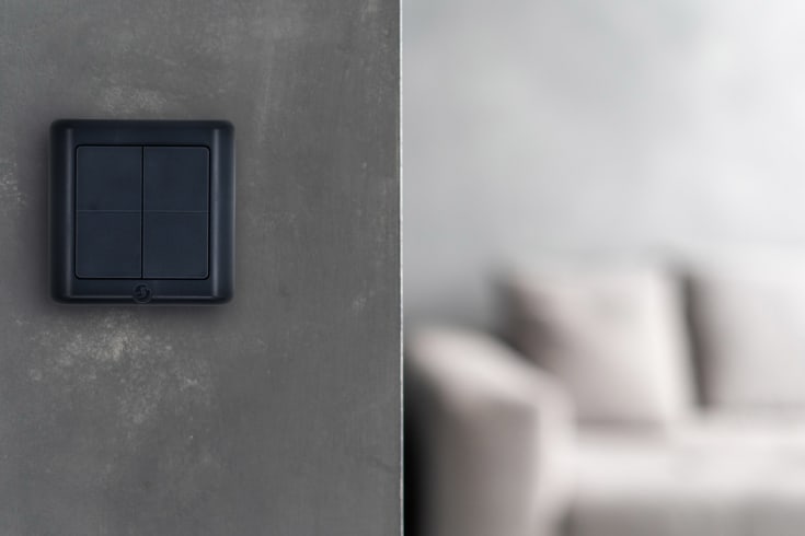 BLU Väggströmbrytare 4 ZB DK antracitgrå - Danskt batteritryck