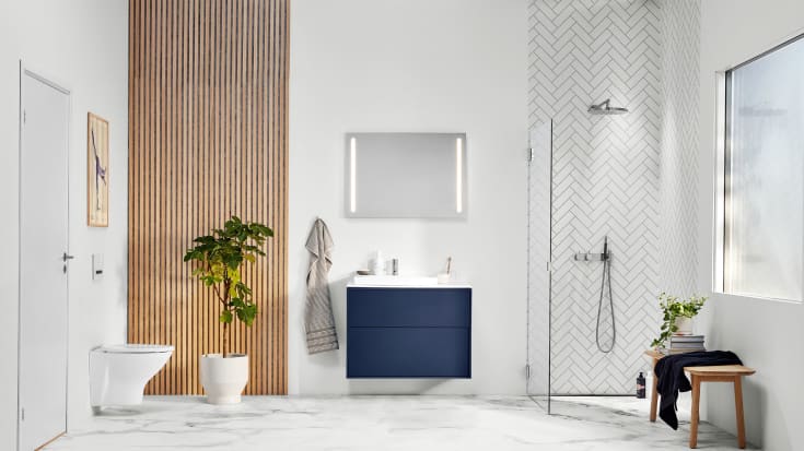 Geberit Sigma 50 Square spolplatta, vit/svart krom
