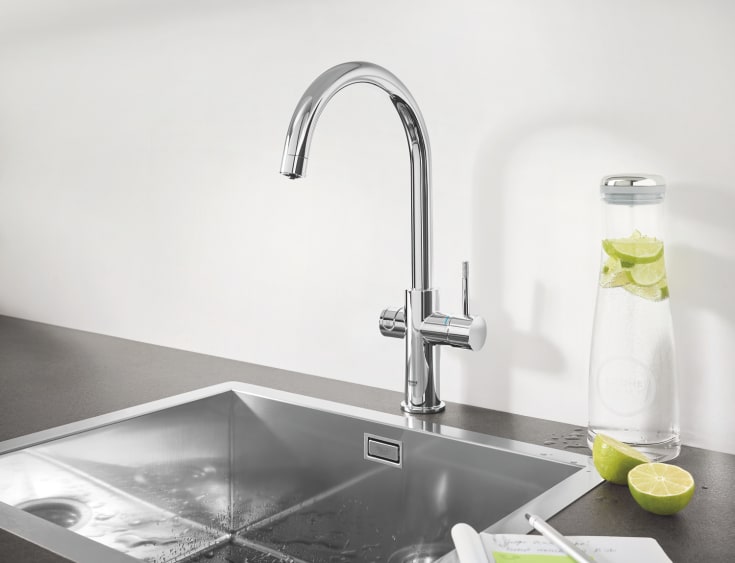 Grohe Blue Home køkkenarmatur, afkølet vand, brus, krom