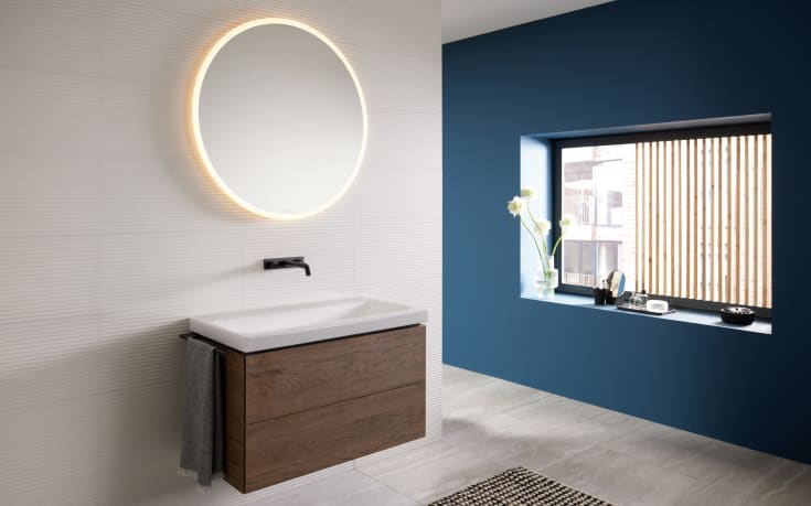 Geberit Option Round speil med lys, dimbar, Ø50 cm