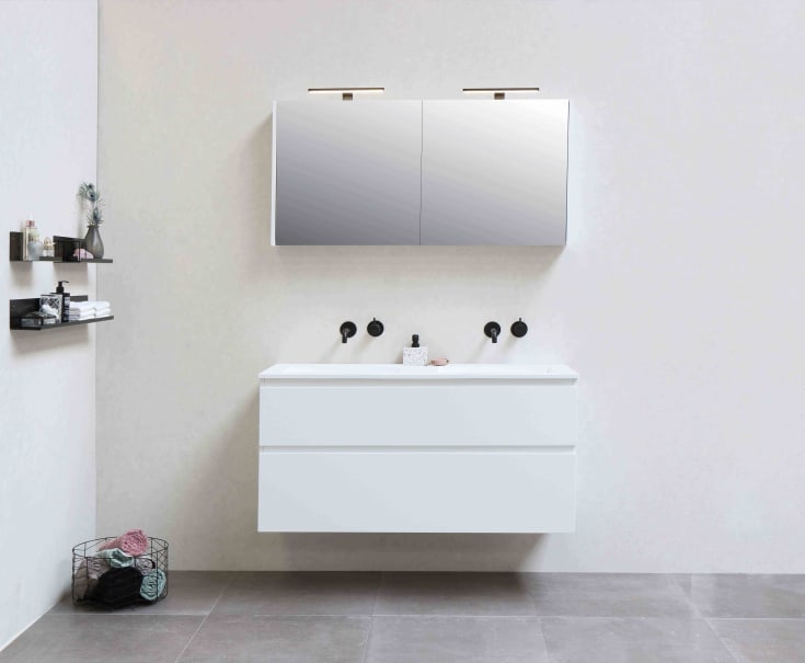 Sanibell Proline möbelpaket, 121x46 cm, vit högglans