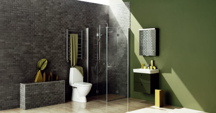 Svedbergs Skoga brusedør, 67 cm, halvfrostet glas, mat aluminium profil