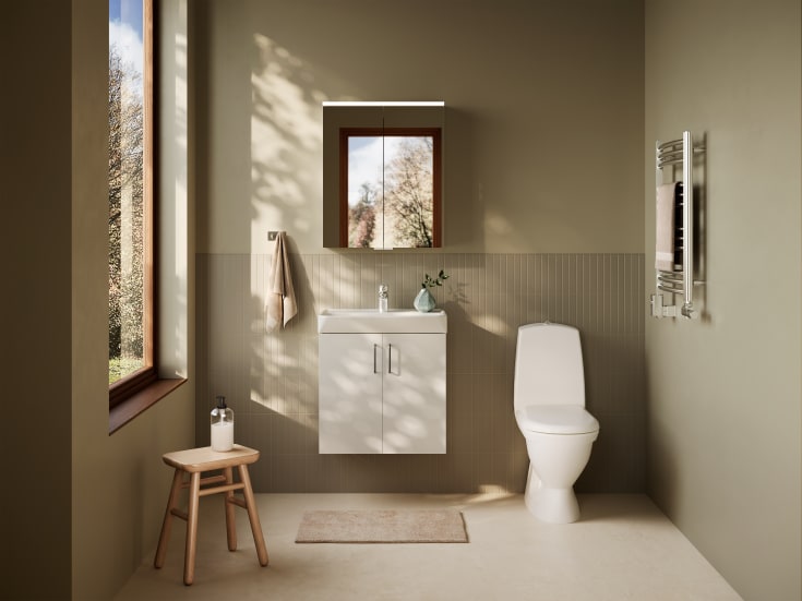 Svedbergs Bloc speilskap med lys, 60x72 cm, hvit