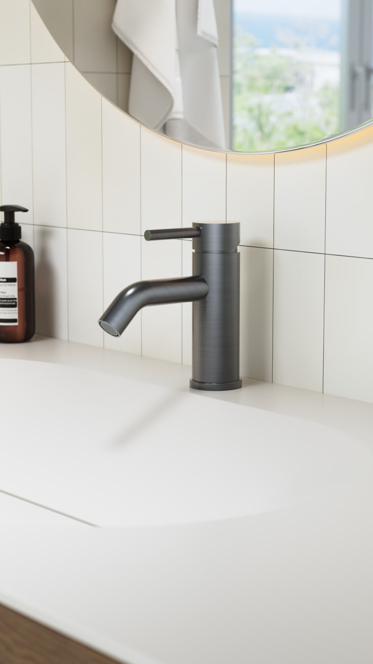 Zen Sanitary Slimline tvättställsblandare, svart krom