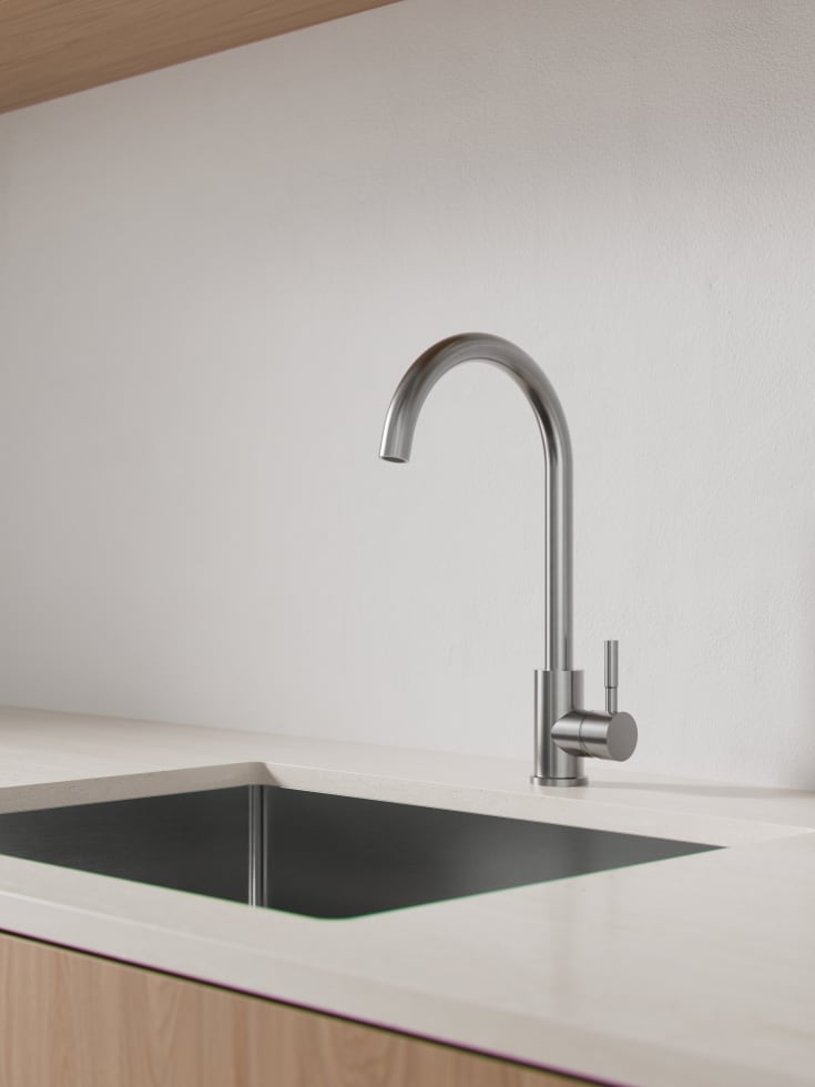 Zen Sanitary køkkenarmatur, børstet rustfrit stål