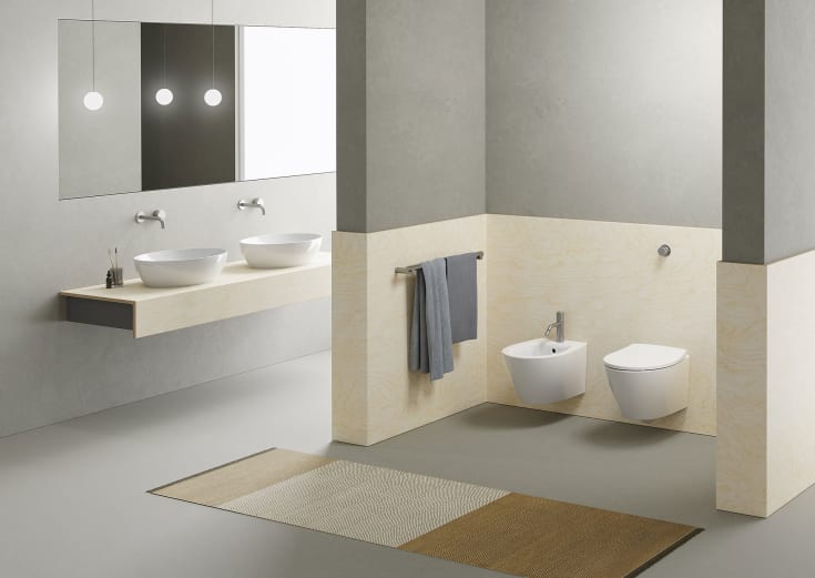 GSI Modo væghængt toilet, uden skyllekant, rengøringsvenlig, mat hvid