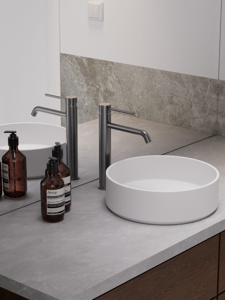Zen Sanitary Slimline tvättställsblandare, svart krom