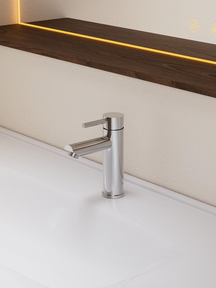 Zen Sanitary Slimline tvättställsblandare, rostfritt stål