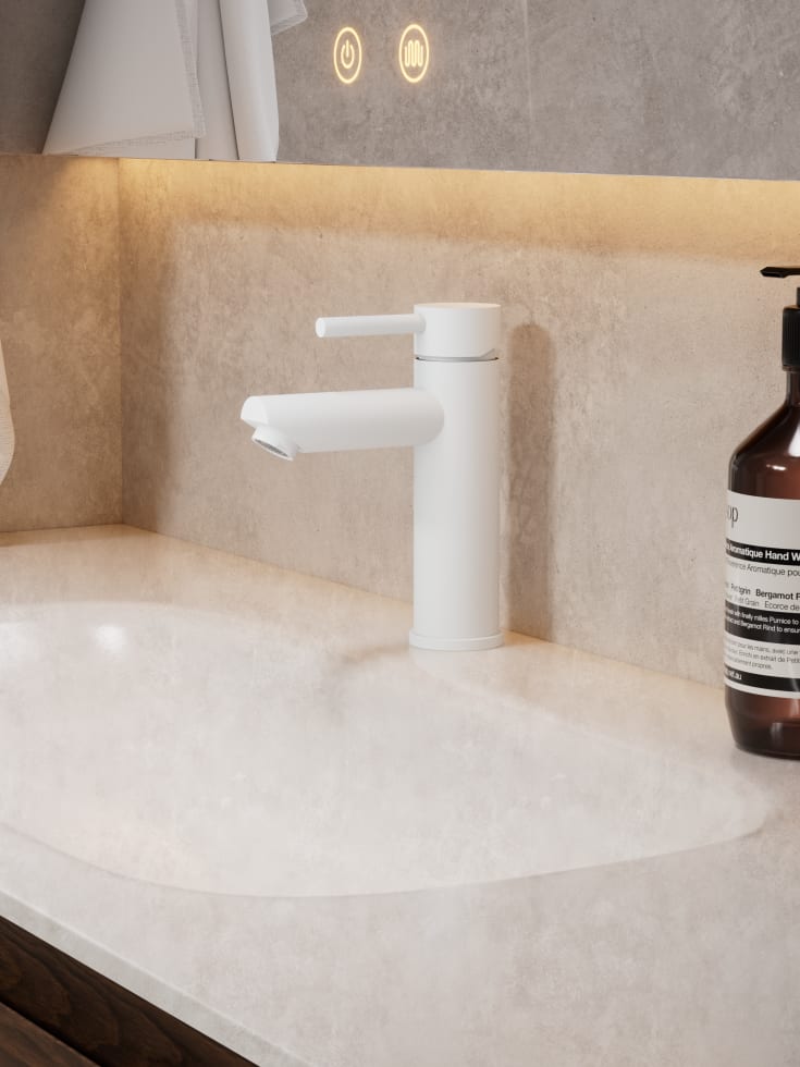 Zen Sanitary Slimline tvättställsblandare, vit