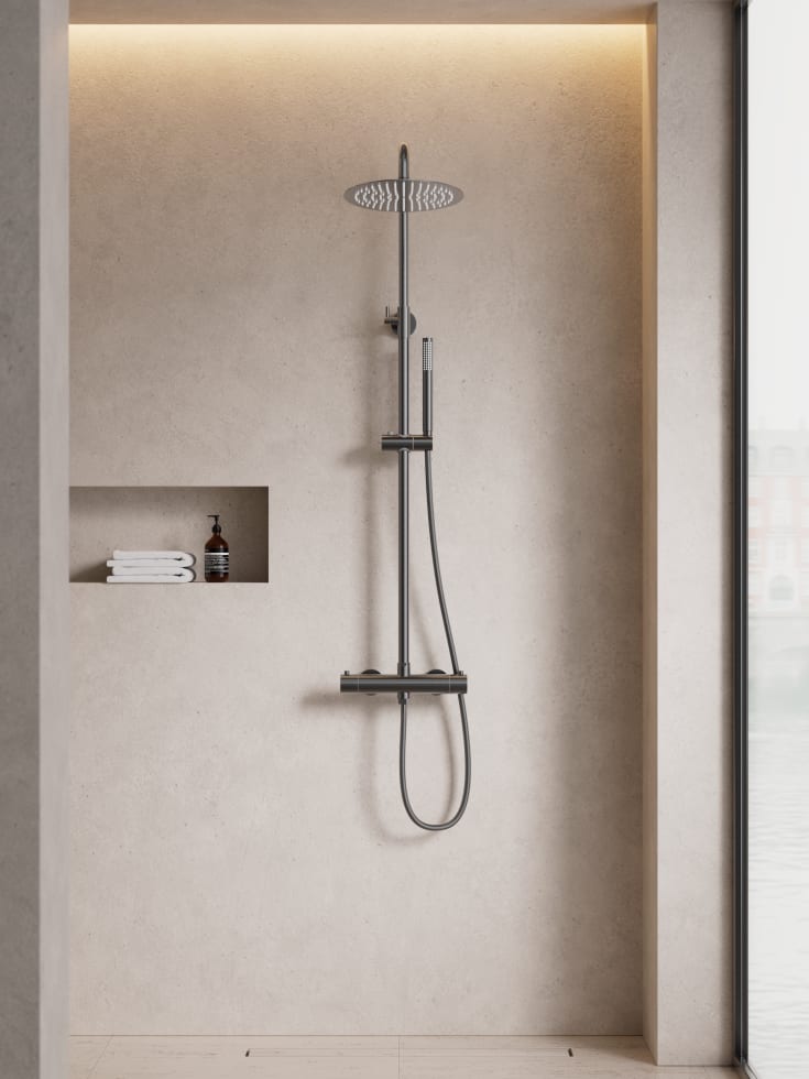 Zen Sanitary dusjsett, sort krom
