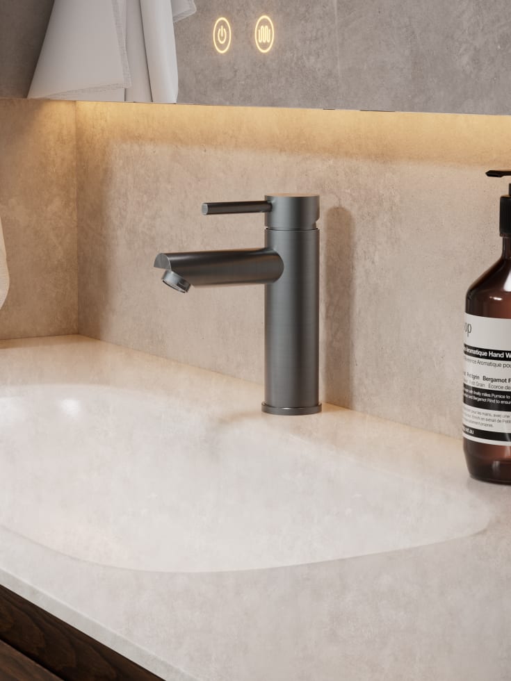 Zen Sanitary Slimline tvättställsblandare, svart krom
