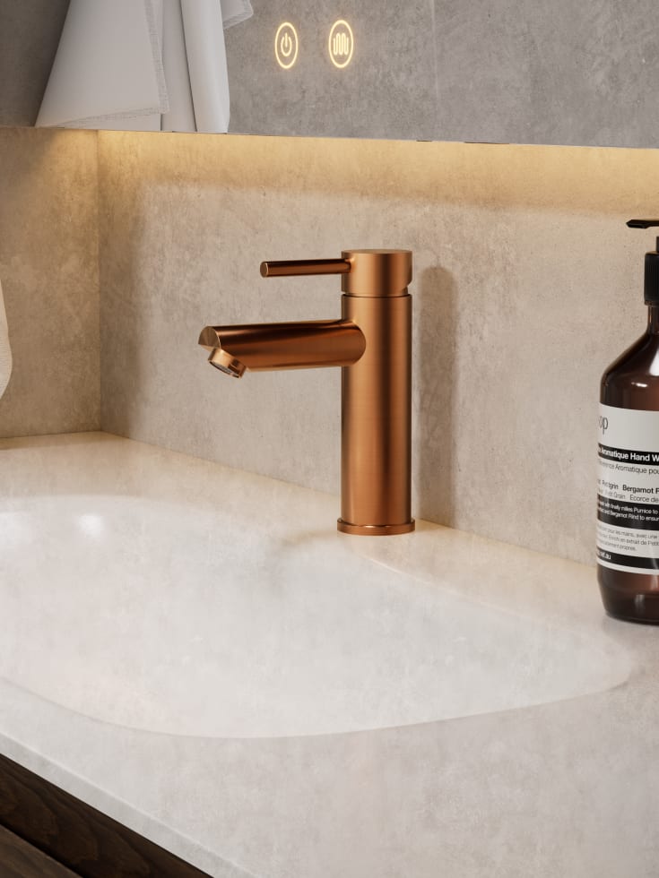 Zen Sanitary Slimline tvättställsblandare, koppar