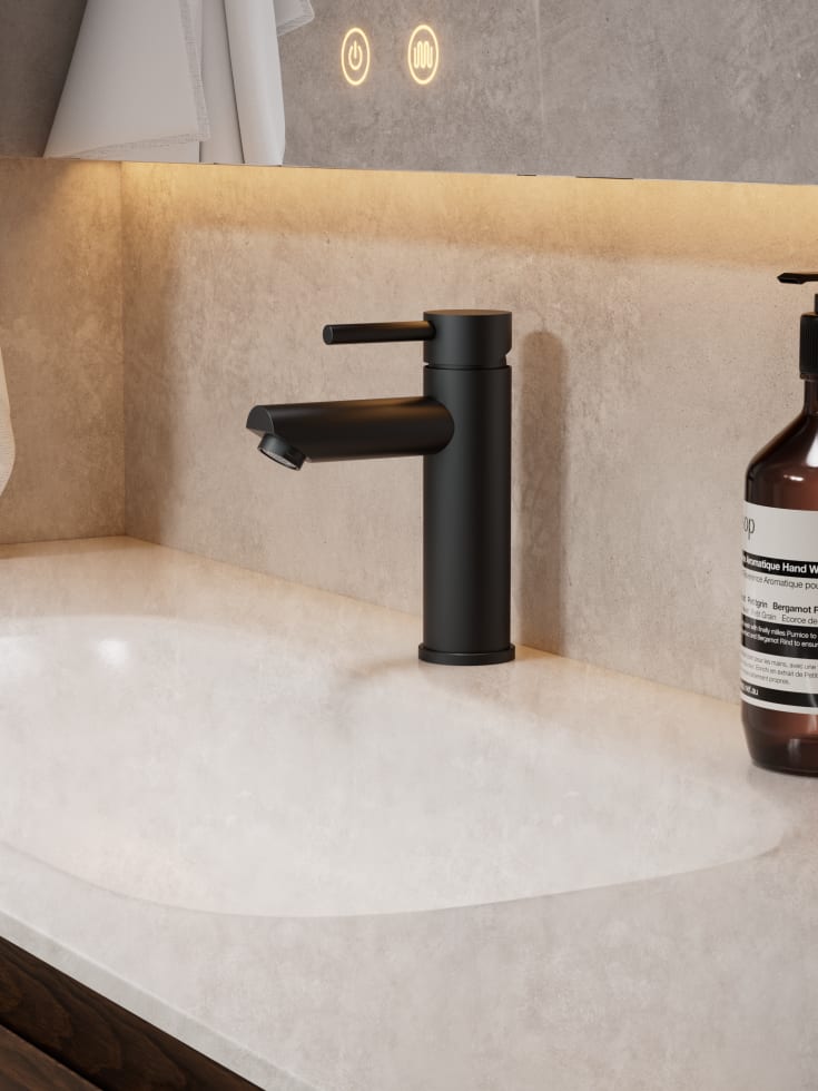 Zen Sanitary Slimline tvättställsblandare, svart