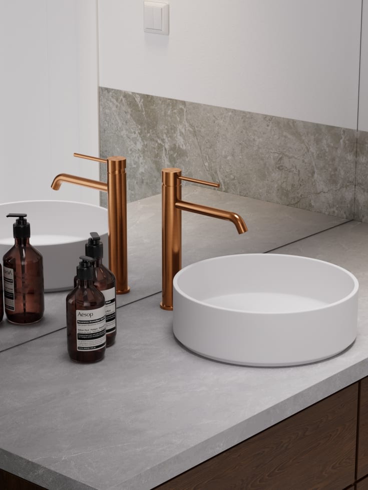 Zen Sanitary Slimline tvättställsblandare, koppar
