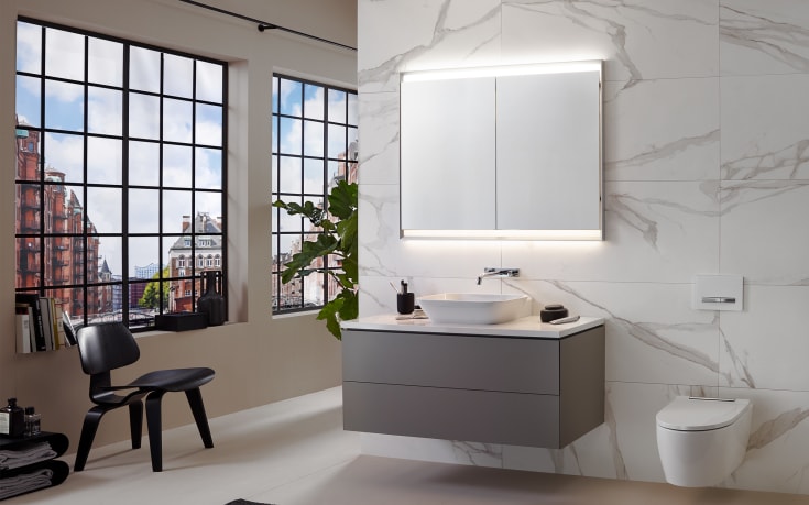 Geberit Sigma 50 Square spolplatta, vit/krom