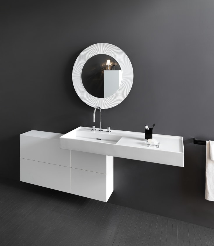 Kartell Laufen servant, 120x46 cm, venstre, matt hvit