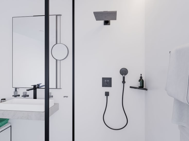 Hansgrohe Raindance E takdusch, 30x30 cm, matt svart