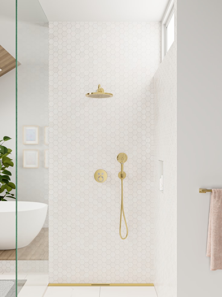 Hansgrohe Raindrain Flex afløbsrende, 900 mm, vægmontering, guld
