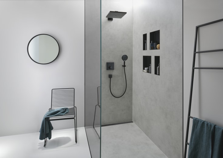 Hansgrohe Raindance E takdusch, 30x30 cm, matt svart