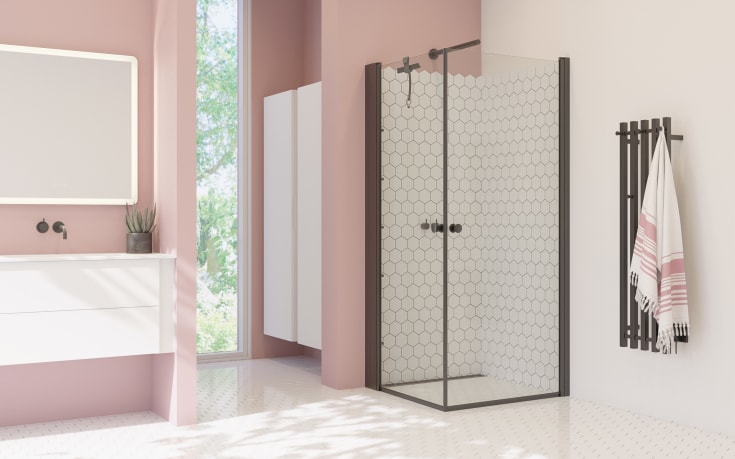 Dansani Match duschdörr, modell A, 67 cm, klart glas, svart profil