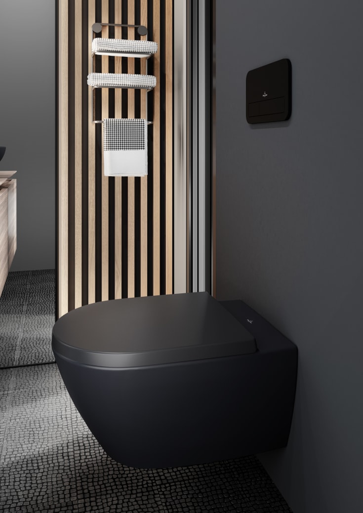 Villeroy & Boch Antao toiletbræt, soft close, aftagelig, mat sort