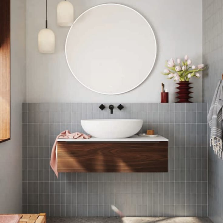 Linn Bad Eiliv oval toppmontert porselenservant, 61x46x16,5 cm, hvit