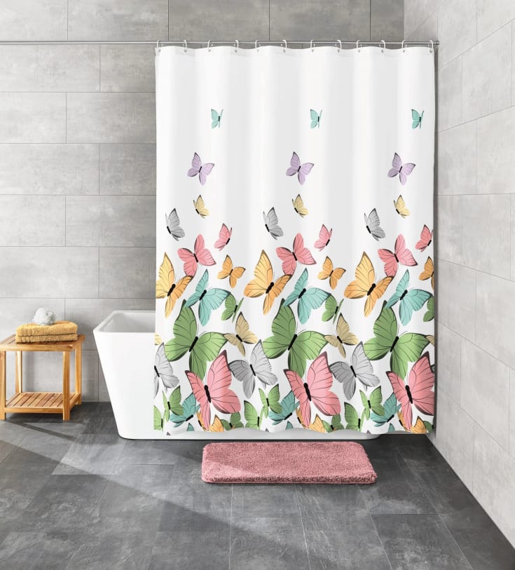 Kleine Wolke Butterflies dusjforheng, 180x200 cm, mønster