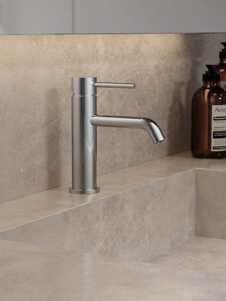 Zen Sanitary Slimline tvättställsblandare, rostfritt stål